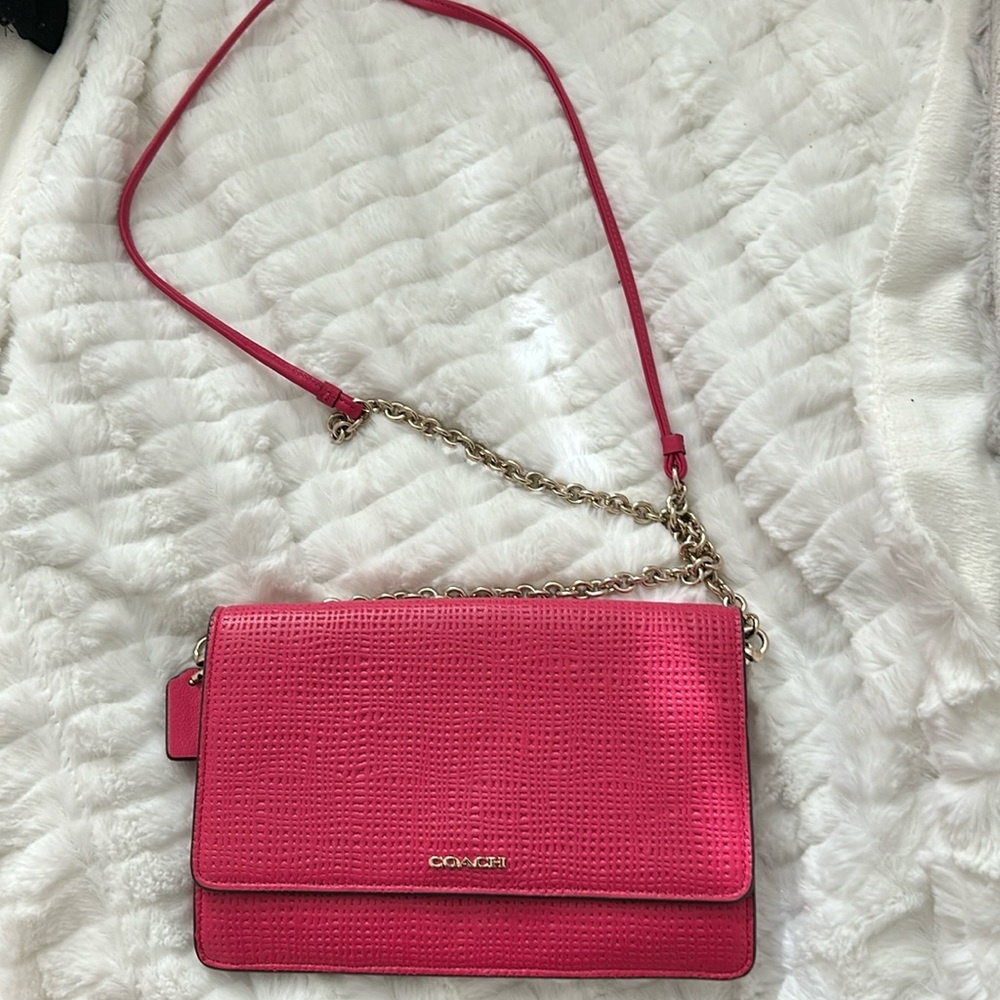 Coach pink cross body purse